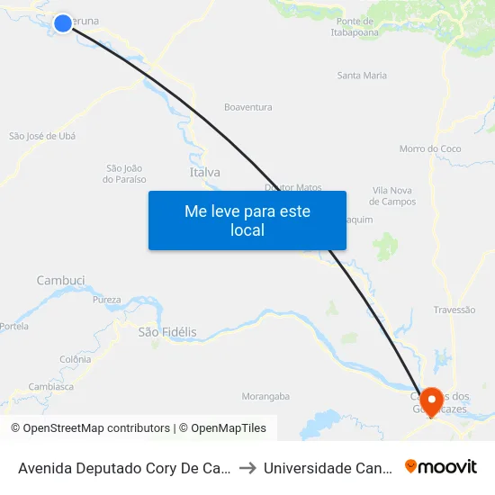 Avenida Deputado Cory De Campos P Filho 1520 to Universidade Candido Mendes map