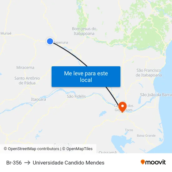 Br-356 to Universidade Candido Mendes map
