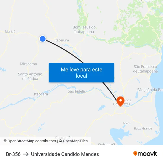 Br-356 to Universidade Candido Mendes map