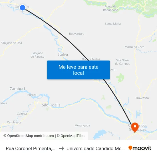 Rua Coronel Pimenta, 391 to Universidade Candido Mendes map