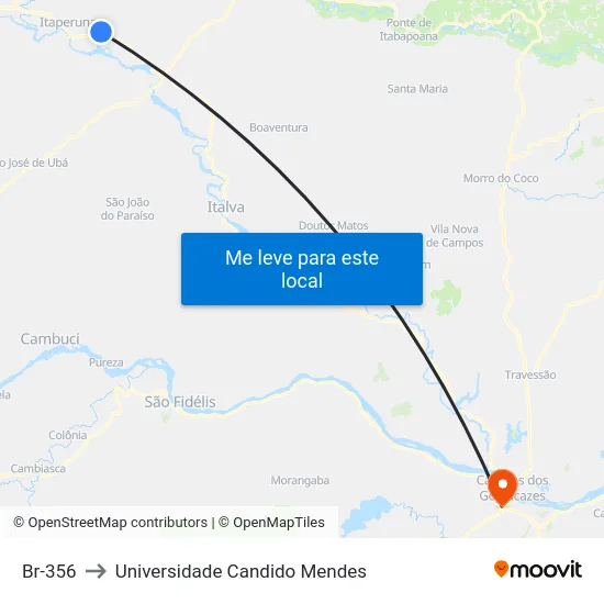 Br-356 to Universidade Candido Mendes map