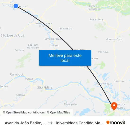 Avenida João Bedim, 373 to Universidade Candido Mendes map