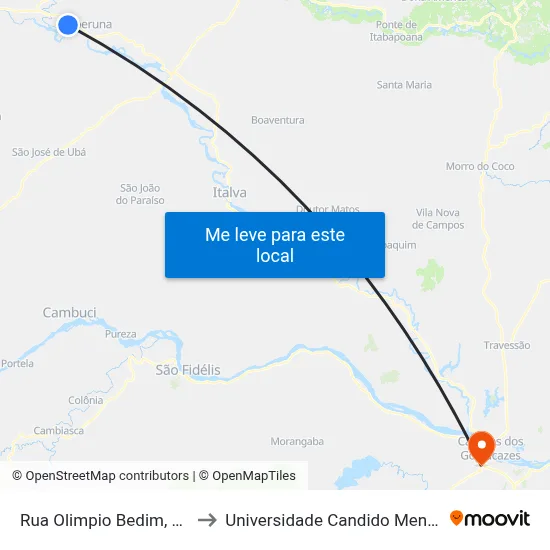 Rua Olimpio Bedim, 667 to Universidade Candido Mendes map