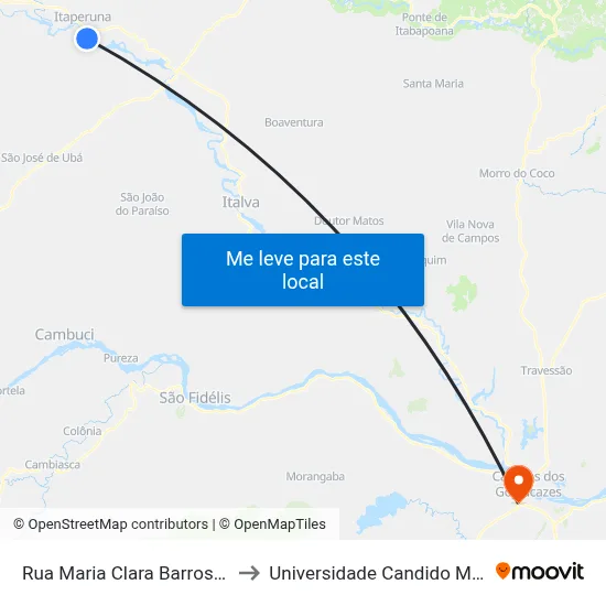 Rua Maria Clara Barroso, 116 to Universidade Candido Mendes map