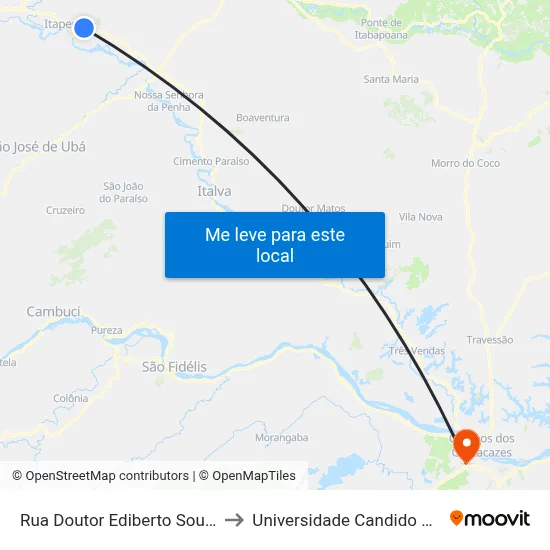 Rua Doutor Ediberto Souza, 185 to Universidade Candido Mendes map