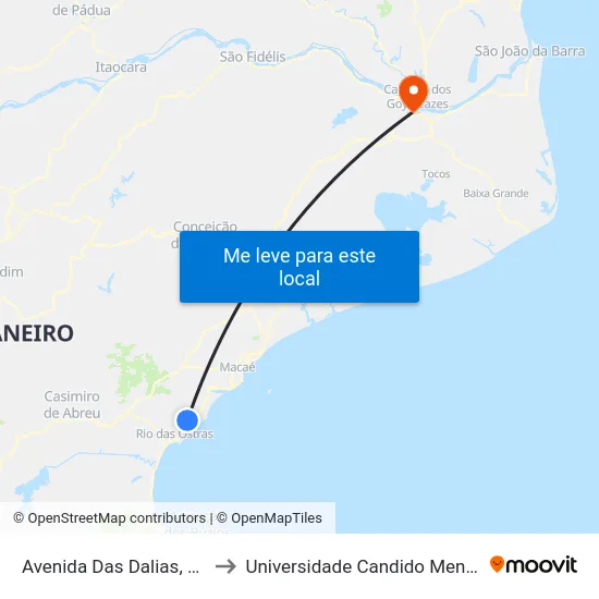 Avenida Das Dalias, 134 to Universidade Candido Mendes map