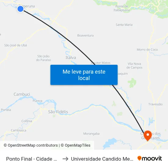 Ponto Final - Cidade Nova to Universidade Candido Mendes map
