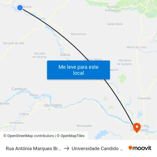 Rua Antônia Marques Brasil, 55 to Universidade Candido Mendes map
