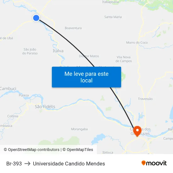 Br-393 to Universidade Candido Mendes map
