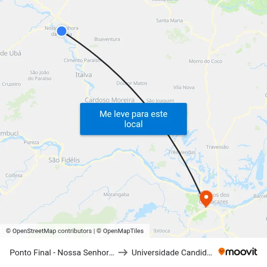 Ponto Final - Nossa Senhora Da Penha to Universidade Candido Mendes map