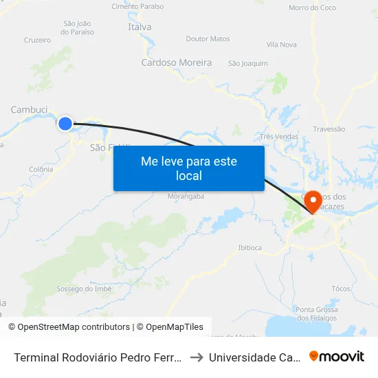 Terminal Rodoviário Pedro Ferreira De Oliveira (Pureza) to Universidade Candido Mendes map