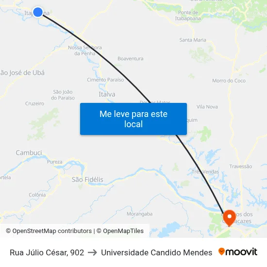 Rua Júlio César, 902 to Universidade Candido Mendes map