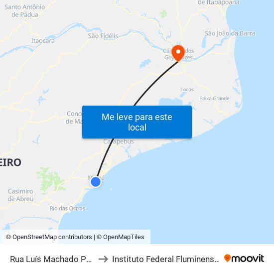 Rua Luís Machado Portugal Próximo Ao 72 to Instituto Federal Fluminense - Campus Campos Centro map