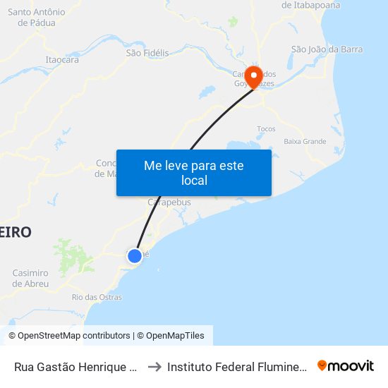 Rua Gastão Henrique Schueler Próximo Ao 1120 to Instituto Federal Fluminense - Campus Campos Centro map