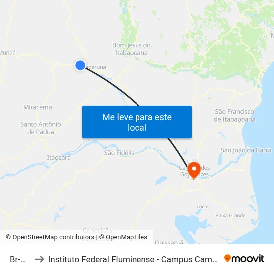 Br-356 to Instituto Federal Fluminense - Campus Campos Centro map