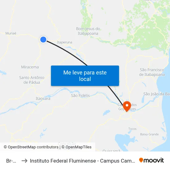 Br-356 to Instituto Federal Fluminense - Campus Campos Centro map