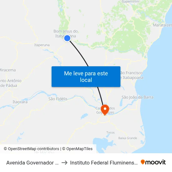 Avenida Governador Roberto Silveira, 1634 to Instituto Federal Fluminense - Campus Campos Centro map