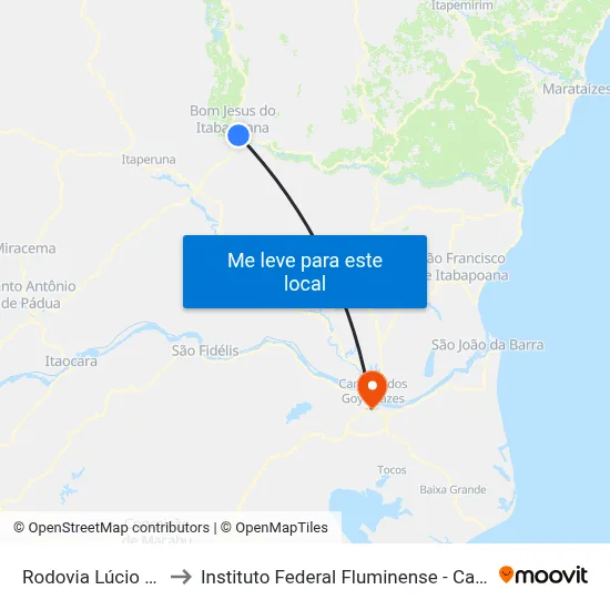 Rodovia Lúcio Meira, 1498 to Instituto Federal Fluminense - Campus Campos Centro map