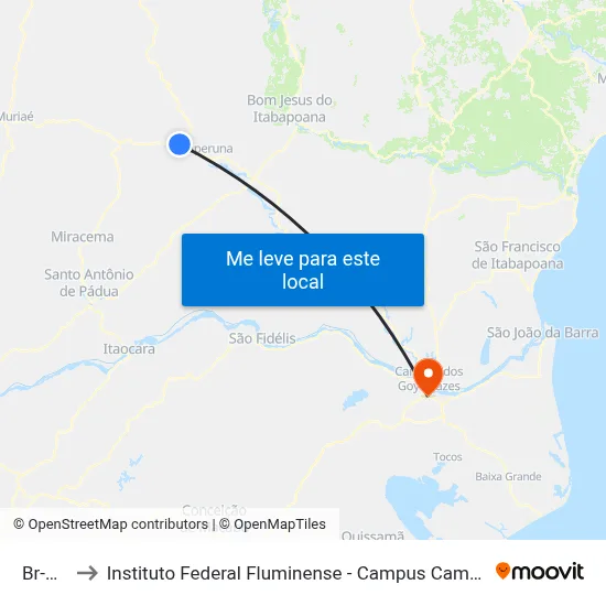 Br-356 to Instituto Federal Fluminense - Campus Campos Centro map