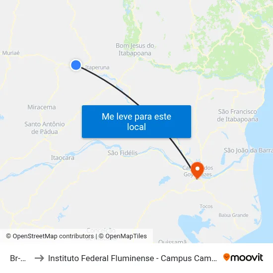 Br-356 to Instituto Federal Fluminense - Campus Campos Centro map