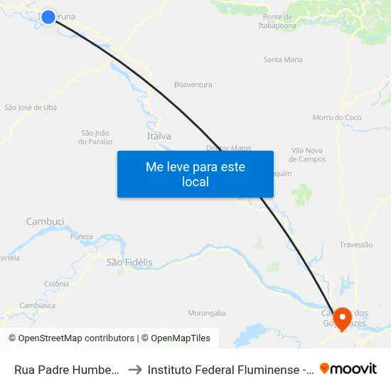 Rua Padre Humberto Lindelauf, 333 to Instituto Federal Fluminense - Campus Campos Centro map