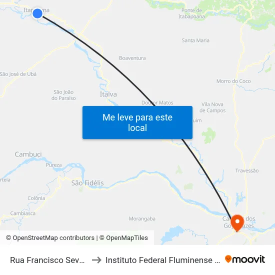 Rua Francisco Severiano Ribeiro, 226 to Instituto Federal Fluminense - Campus Campos Centro map