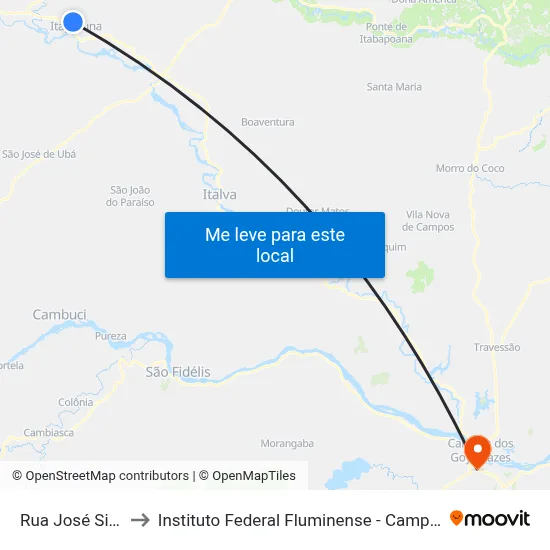 Rua José Simão, 71 to Instituto Federal Fluminense - Campus Campos Centro map