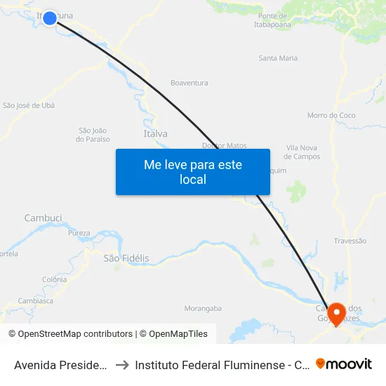 Avenida Presidente Dutra, 263 to Instituto Federal Fluminense - Campus Campos Centro map