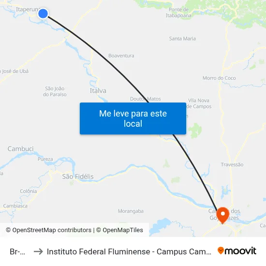 Br-356 to Instituto Federal Fluminense - Campus Campos Centro map