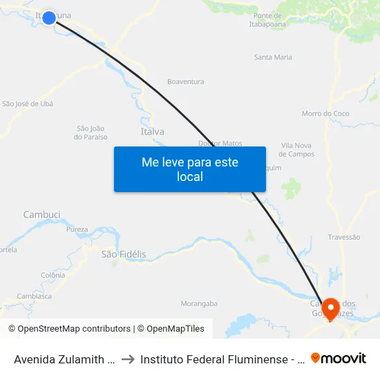 Avenida Zulamith Bittencourt, 362 to Instituto Federal Fluminense - Campus Campos Centro map