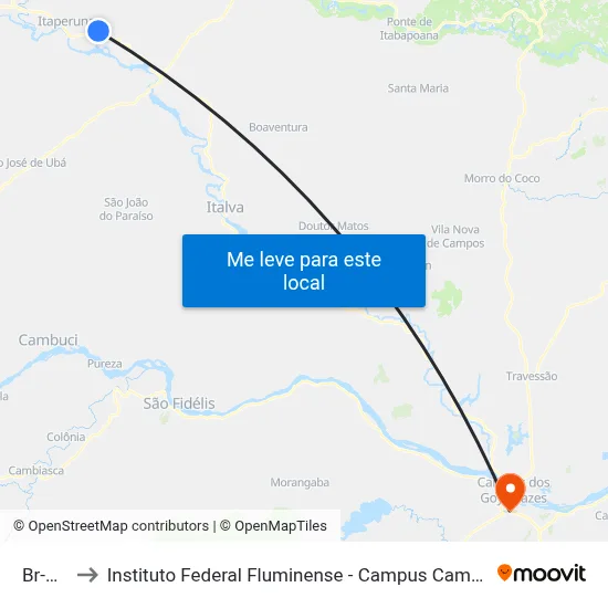 Br-356 to Instituto Federal Fluminense - Campus Campos Centro map