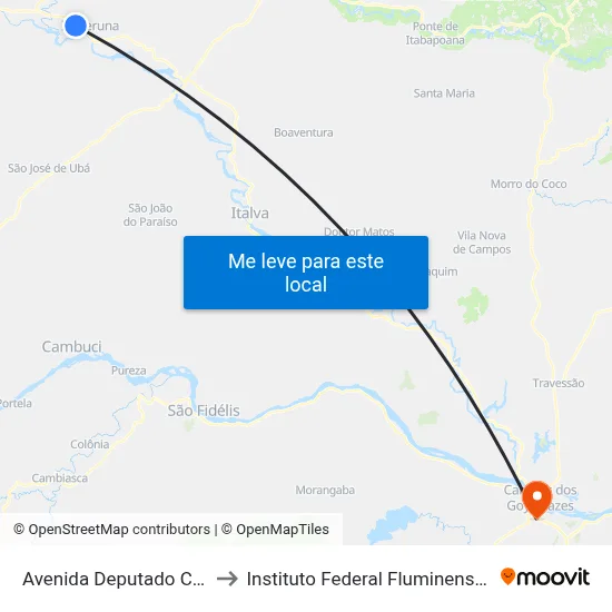 Avenida Deputado Carlos Pinto Filho, 345 to Instituto Federal Fluminense - Campus Campos Centro map