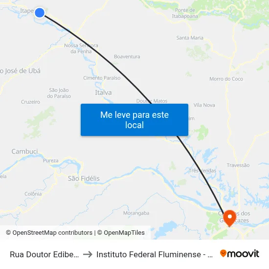 Rua Doutor Ediberto Souza, 185 to Instituto Federal Fluminense - Campus Campos Centro map