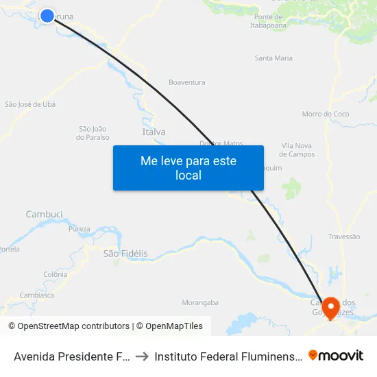 Avenida Presidente Franklin Roosevelt, 650 to Instituto Federal Fluminense - Campus Campos Centro map