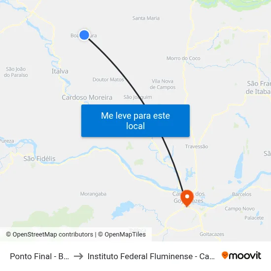 Ponto Final - Boa Ventura to Instituto Federal Fluminense - Campus Campos Centro map