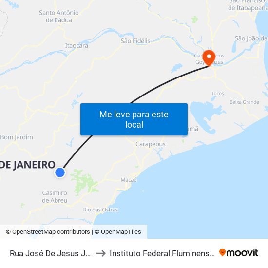 Rua José De Jesus Junior to Instituto Federal Fluminense (Iff) map