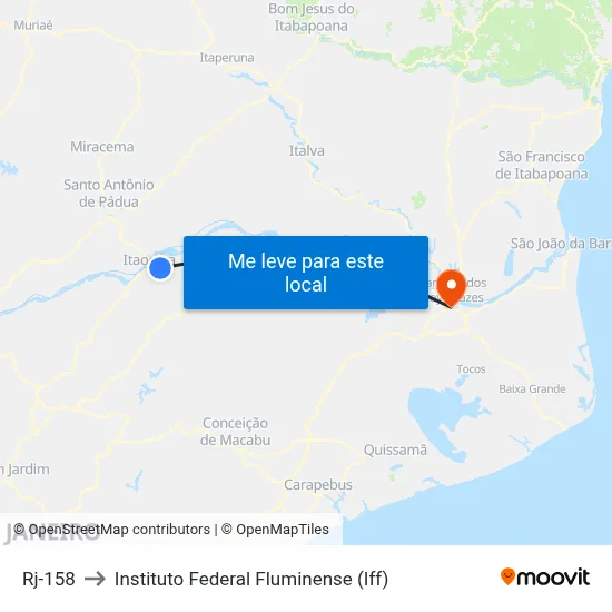 Rj-158 to Instituto Federal Fluminense (Iff) map