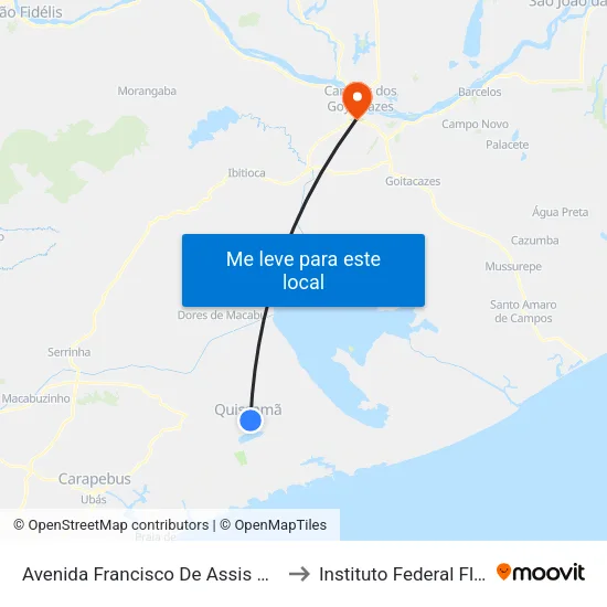 Avenida Francisco De Assis Carneiro Da Silva, 196 to Instituto Federal Fluminense (Iff) map