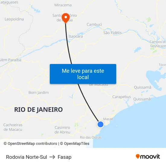 Rodovia Norte-Sul to Fasap map