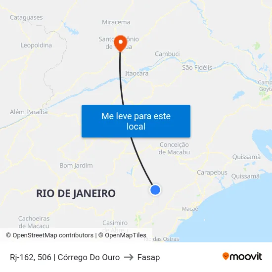 Rj-162, 506 | Córrego Do Ouro to Fasap map