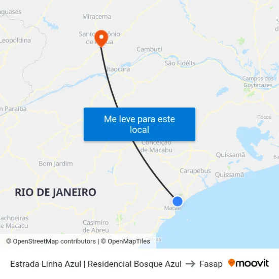 Estrada Linha Azul | Residencial Bosque Azul to Fasap map