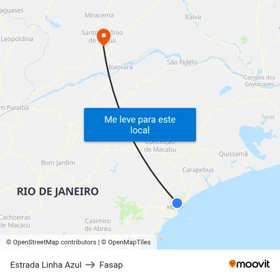 Estrada Linha Azul to Fasap map