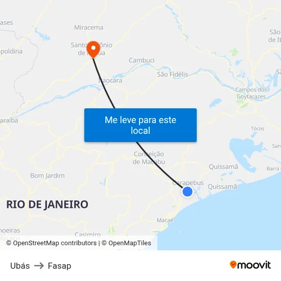 Ubás to Fasap map