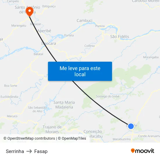 Serrinha to Fasap map