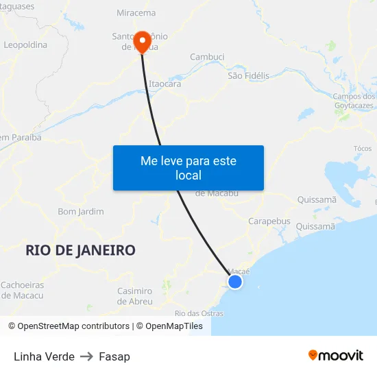 Linha Verde to Fasap map