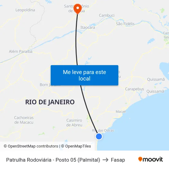 Patrulha Rodoviária - Posto 05 (Palmital) to Fasap map
