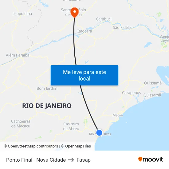Ponto Final - Nova Cidade to Fasap map
