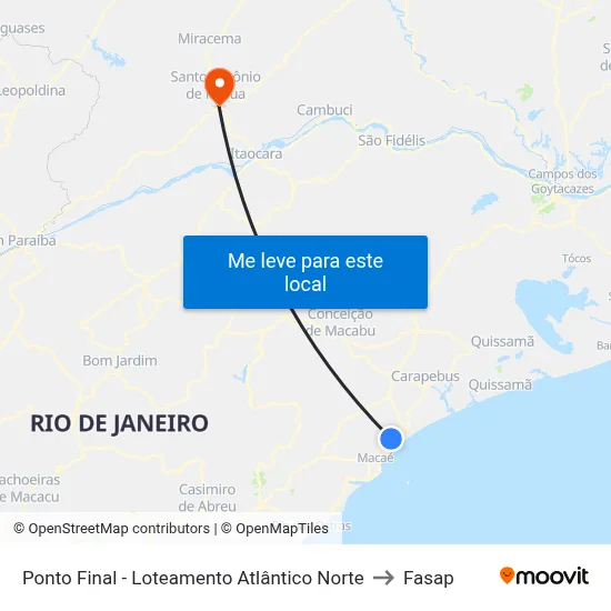Ponto Final - Loteamento Atlântico Norte to Fasap map