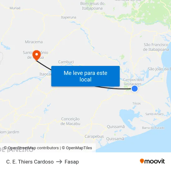 C. E. Thiers Cardoso to Fasap map