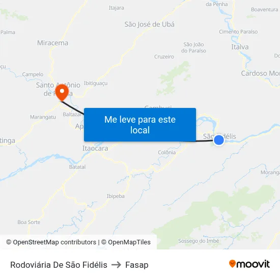 Rodoviária De São Fidélis to Fasap map